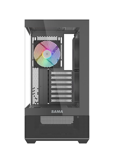 Sama V40bk Black, B750bk 750w, 80+ Bronze, Pcıe 5.1, Atx3.1, Tempered Glass Panel, Panoramic Tasarım, Type-c, 6x120mm Argb Fan, Atx, Gamıng Kasa