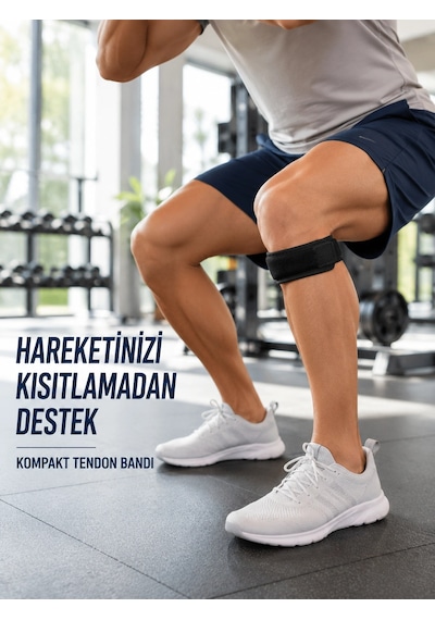 Trendexa Mey İthalat Diz Tendon Bandı Ayarlanabilir Cırtlı Sporcu Destek Bandı Siyah