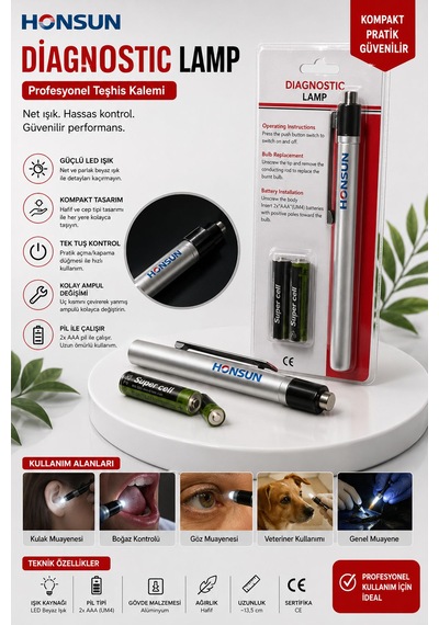 Profesyonel Diagnostic Lamp Led Muayene Işığı Kulak Göz Boğaz Kontrol Kalemi