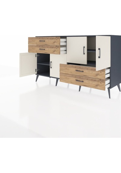 Hyperion Konsol 3 Raflı 4 Çekmeceli 4 Kapaklı 176x44x99 Antrasit- Antrasit-aytaşı/çam Hyperion Konsol 3 Raflı 4 Çekmeceli 4 Kapaklı 176x44x99 Antrasit- Antrasit-aytaşı/çam