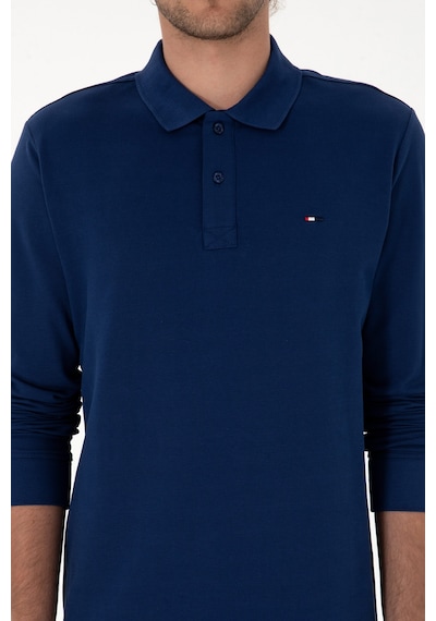 U.S. Polo Assn. Erkek Regular Fit Polo Yaka İndigo Basic Sweatshirt 50315941-VR028