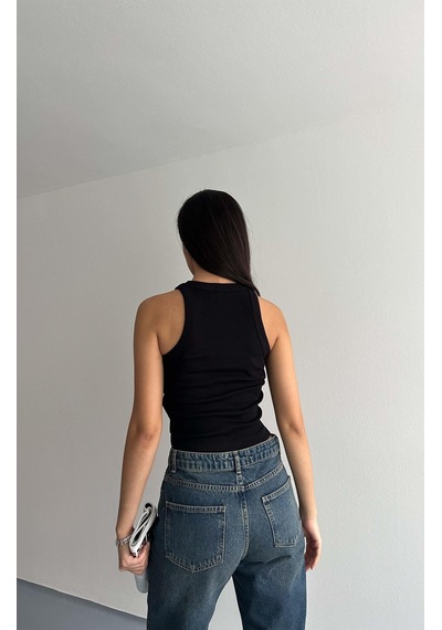 Halter Yaka Kolsuz Bluz-siyah Renk-253 Siyah