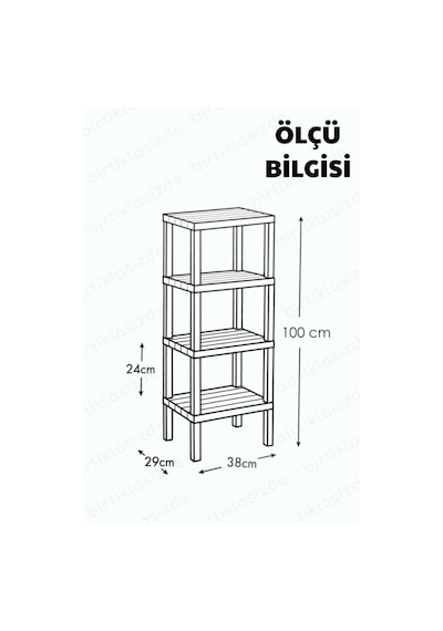 Ombeg Dekoratif 4 Katlı Plastik Çok Amaçlı Banyo Düzenleyici Saksılık Kitaplık Siyah Siyah