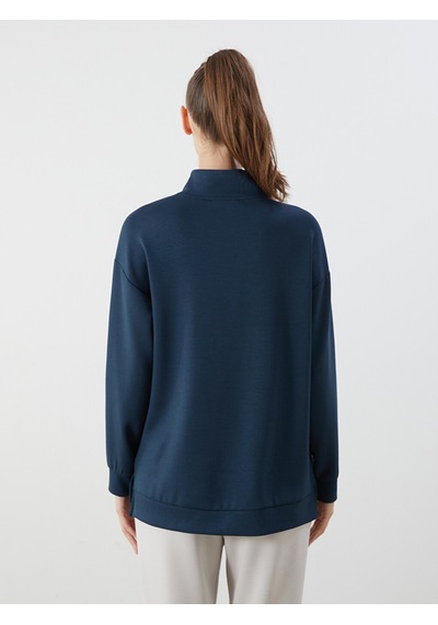 Lcwaıkıkı Classic Lacivert Dik Yaka Kadın Sweatshirt Tunik