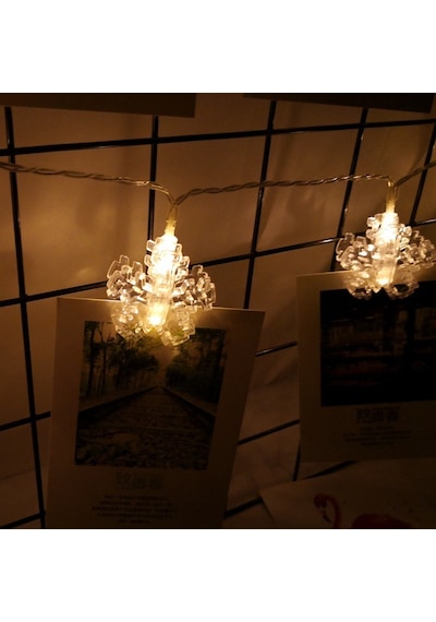 Dekor Düğün Işıkları Pilli Kar Tanesi Mandal Led Işık Gün Işığı Led Işık Snowflake Clips String Led Gün Işığı