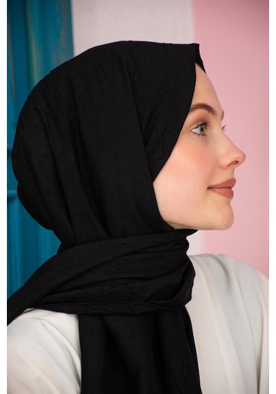 Bambu Kraş Şal Tesettür Giyim, Yüksek Kalite, Hafif, Rahat, Şık, Premium, Lux, Shawl, Scarf Siyah
