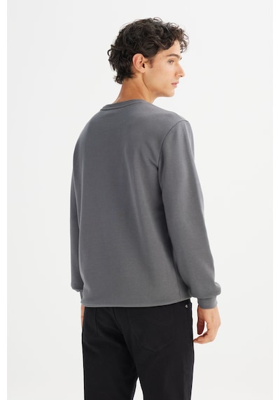 Lee Regular Fit Normal Kesim Bisiklet Yaka Baskılı Antrasit Sweatshirt Gri