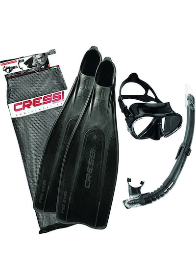 Cressi Pro Star Palet Maske Şnorkel Seti Black No:43-44 Çok
