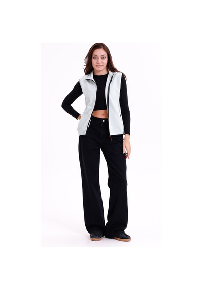 Monox Kadın Slim Fit Tam Fermuarlı Polar Yelek Yeşil