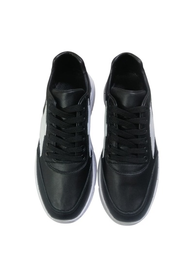 Durmazshoes Hakiki Deri Casual Ayakkabı Siyah - Beyaz