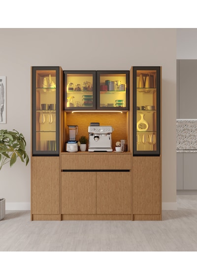 Bambu Maxi Komple Mdf Led Aydınlatmalı Kahve Köşesi Bambu Maxi Komple Mdf Led Aydınlatmalı Kahve Köşesi