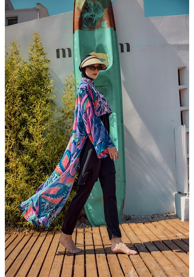 Remsa Morika Desenli Şifon Kimono Pareo Rms-rp028-26 Mor