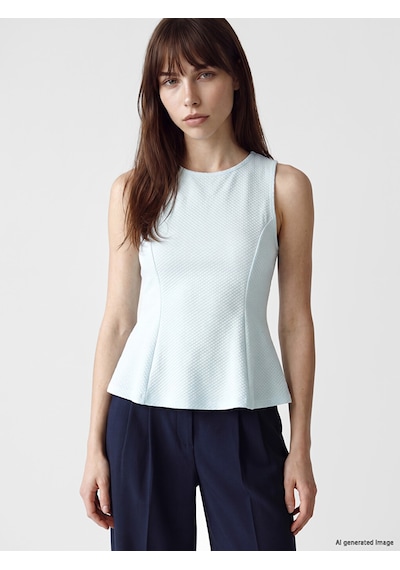 Lcw Vision Turkuaz Bisiklet Yaka Peplum Bluz