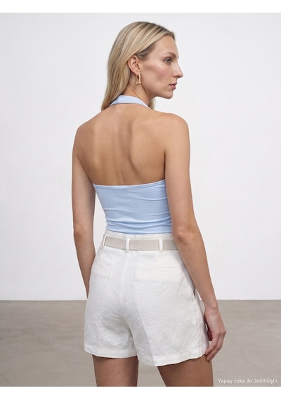 Dilvin 21268 Halter Top-açık Mavi