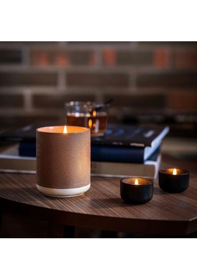 Ikea Sılkestrad Seramik Kaplı Kokulu Mum 8 X 10 Cm Ağaçsı Kahverengi