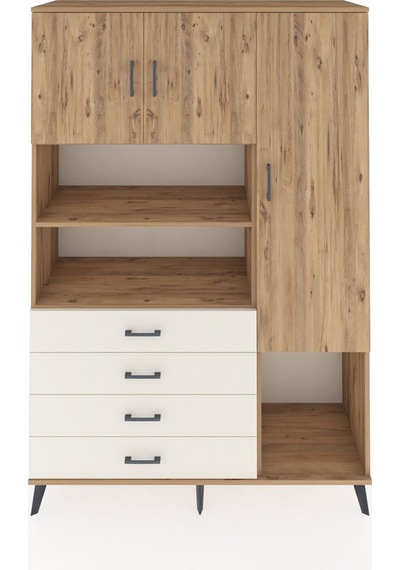 Hyperion Dolap 8 Raflı 4 Çekmeceli 3 Kapaklı 132x44x195 Çam-ç... Çam