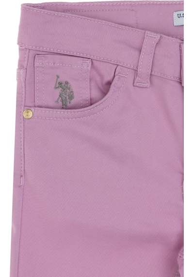 U.S. Polo Assn. Kız Çocuk Pembe Toothpick Fit Kanvas Pantolon 50309130-VR041