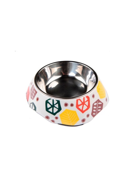 Bobo BO-3134H(A5) Geometrik Şekilli Melamin Kaplı Köpek Mama Kabı 150 ML