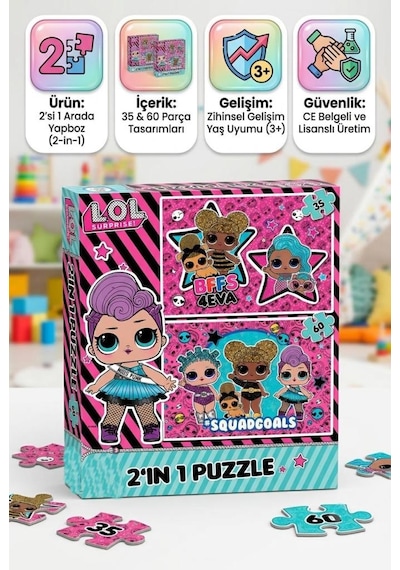 Lol Surprise 2 Si 1 Arada Yapboz 35 Ve 60 Parça Zihinsel Gelişimi Destekleyen Eğitici Çocuk Puzzle