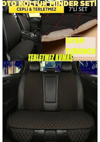 Ford Connect Terletmez Kumaş Minterletmez Kumaş 7 Parça Full Takım Siyah-turuncu