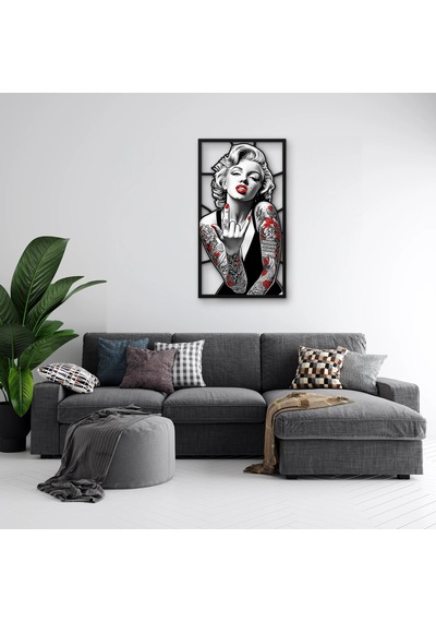 Dövmeli Sarışın Pop İkon - Metal Tablo - Dec0321 36 X 65 Cm Çok Renkli