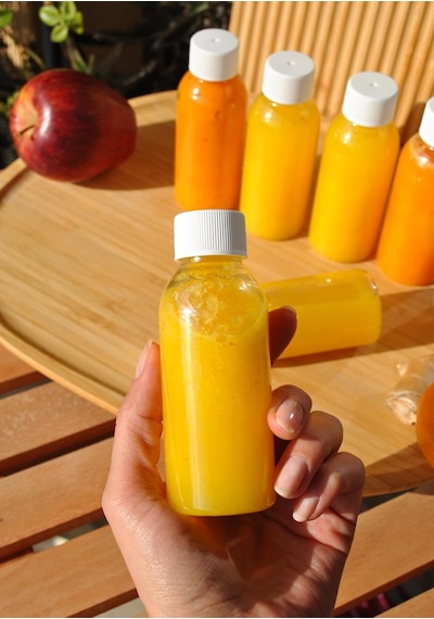 6 Adet Beyaz Sızdırmaz Kapaklı 100 Ml Plastik Ginger Shot Şişe Detoks Şat Şişesi Detox Diğer
