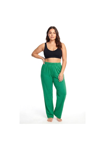 Yeşil Büyük Beden Rahat Kesim Cepli Pijama Altı