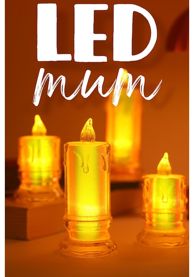 4 Adet Led Mum Simli Tipi Pil Dahil Dumansız Alev Ledli Yapay Dekoratif Mum Işığı Pt421-23 Şeffaf
