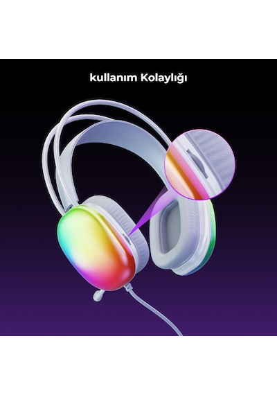 Lecoo HT409 USB Kablolu Mikrofonlu Kulak Üstü RGB Gaming Kulaklık