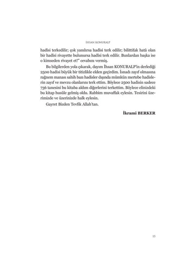 Hadis Deryasından Bir Katre- Mercan Kitap