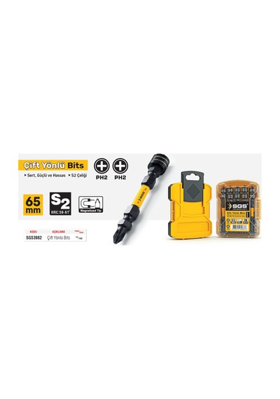 Sgs3982 - Ph2 65mm Manyetik Çift Yönlü Bits Uç - Black-pro Series