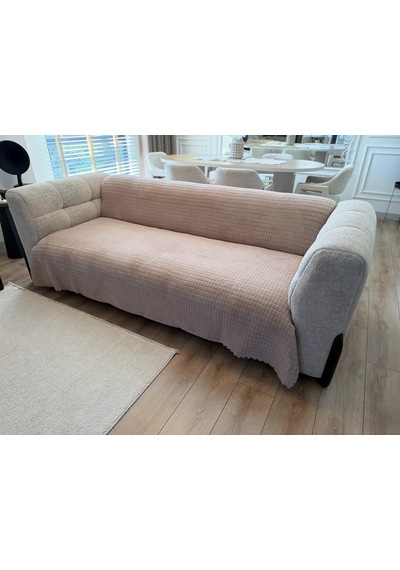 Kare Desen Süngerli Wellsoft Koltuk Örtüsü 170x215 Cm Bej