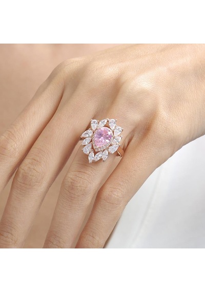 Mia Vento Effective Diamond İstanbul İhtişamı Rose Renk Pink Taşlı Gümüş Yüzük
