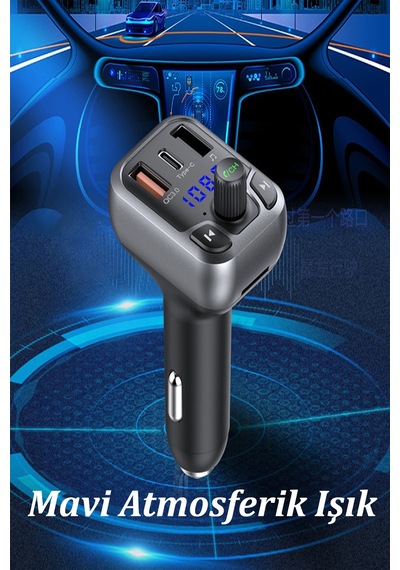 Qpen M63 Bluetooth Usb3.0 Ve Type C Pd Hızlı Şarj Fm Transmitter