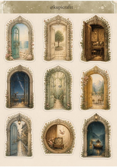 4 Sayfa Secret Rooms Sticker Set- Gizli Odalar Temalı Etiket Seti Ajanda Scrapbook Journal 0