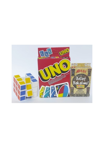 108 Kartlı Uno - 55 Kartlı Anlat Bakalım Tabu Kartları Ve Zeka Küpü 3lü Set