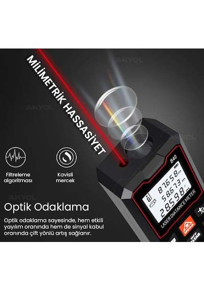B40 Temel Seviye Lazer Mesafe Ölçer Lazermetre Hobi Ve Hafif İşler İçin
