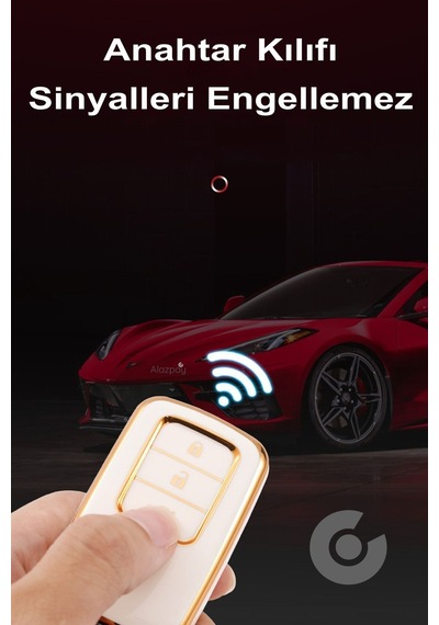 Honda Civic Fc5 Hr-v Cr-v City Gold Kenar Tpu Anahtar Kılıfı Beyaz