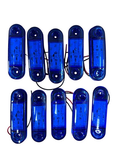 12 Volt 9 Ledli Dekoratif Oval Mavi Led Lamba - 10 Adet