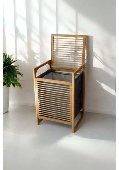 Büro Ev Ofis Dekoru İçin 40x35x60cm Ahşap Bambu Kirli Çamaşır Sepeti Diğer