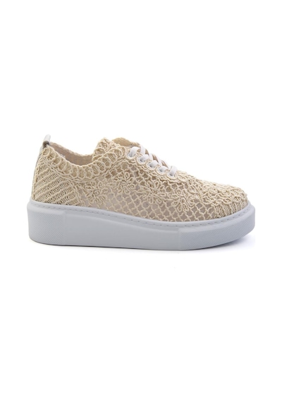 Bej Hakiki Deri Kadın Sneaker K01303018716 Bej