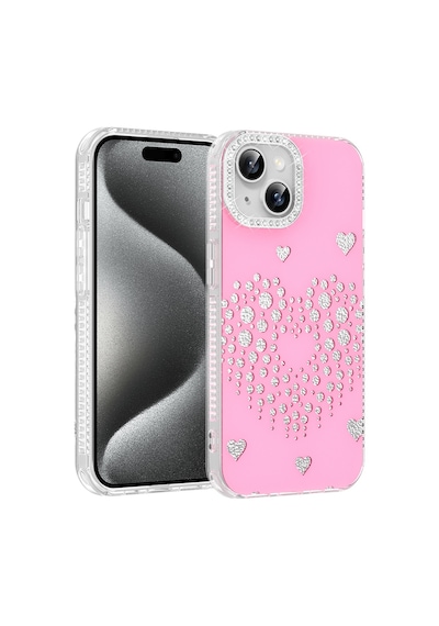 Apple iPhone Uyumlu 14 Kılıf Damla Taşlı Zore Rivas Sert Pc Kapak - Pembe