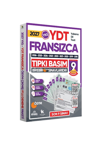 2027 YKS YDT (Yabancı Dil Testi) FRANSIZCA ÖSYM Çıkmış Soru Tıpkı Basım Deneme Paketi 9lu Türkiye G.