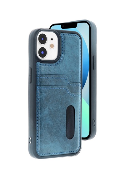 Apple İphone 11 Kılıf Sara Kartvizitli Deri Kılıf - Lacivert 0.2M-Çok Renkli