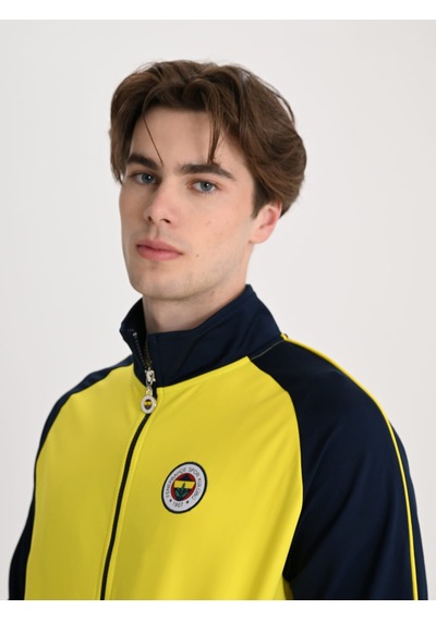 Fenerbahçe Sarı Tribün Nakış Logolu Erkek Oversize Sweatshirt Sari