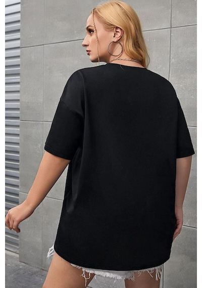Unisex Nasa Baskılı Tasarım Tshirt SIYAH