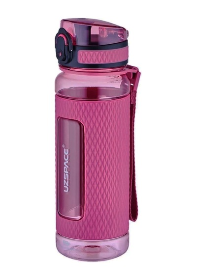 Uzspace Fiftyfifty 520ml Tritan Su Matarası Silikon Korumalı Kaydırmaz Gövde Pembe Çok Renkli