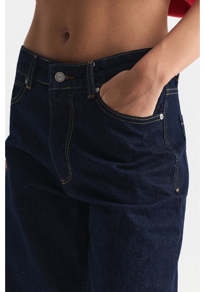 Antioch Yüksek Bel Straight Fit Jean Lacivert