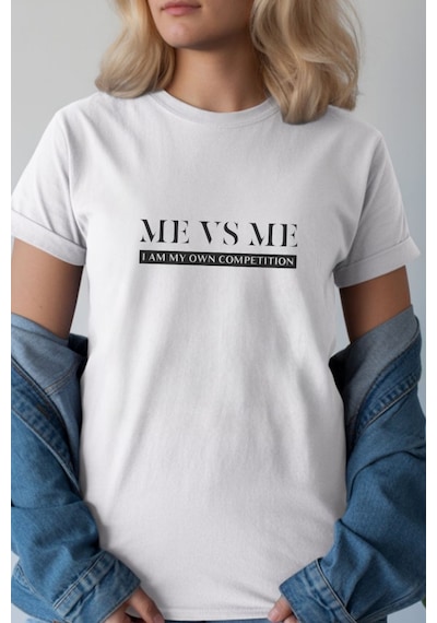 Unisex Oversize 24/1 Penye Dtf Baskılı Tişört - Dtf246 Beyaz