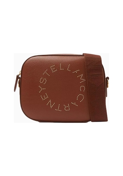 Stella Mccartney Alter Mat Vegan Deri Studded Logo, Mini Kamera Omuz Çantası Kahverengi